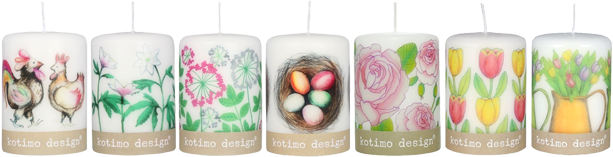 Candles decorated with organic decals